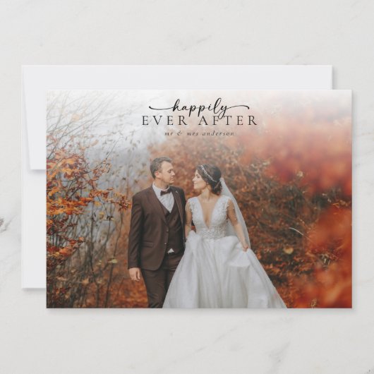 Romantische Kalligrafie-Script-Foto Hochzeit Dankeskarte (Vorderseite)