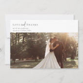 Romantische Kalligrafie-Script-Foto Hochzeit Dankeskarte (Vorderseite)