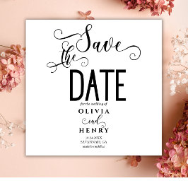 Romantische Kalligrafie Script Schwarz-Weiß Save The Date