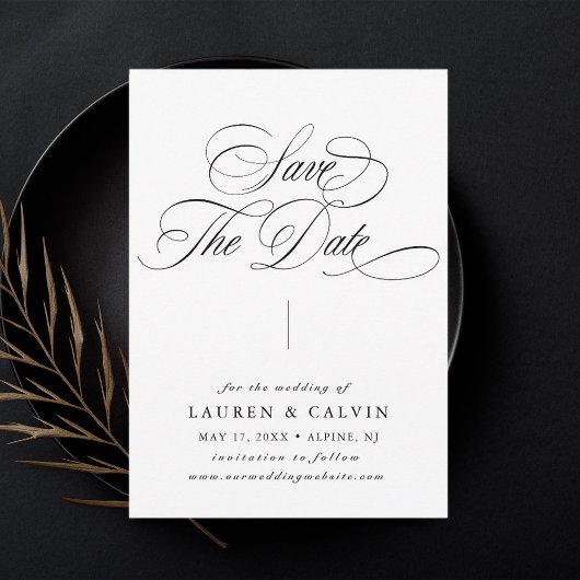 Romantische Kalligrafie-Seite Grün Save The Date