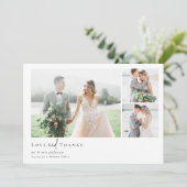 Romantische Kalligrafie-Skript Multiple Foto Hochz Dankeskarte (Stehend Vorderseite)