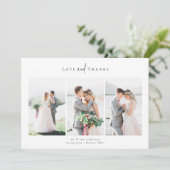 Romantische Kalligrafie-Skript Multiple Foto Hochz Dankeskarte (Stehend Vorderseite)