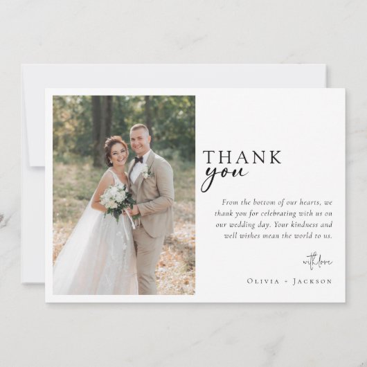 Romantische Kalligrafie-Skript Multiple Foto Hochz Dankeskarte (Rückseite)