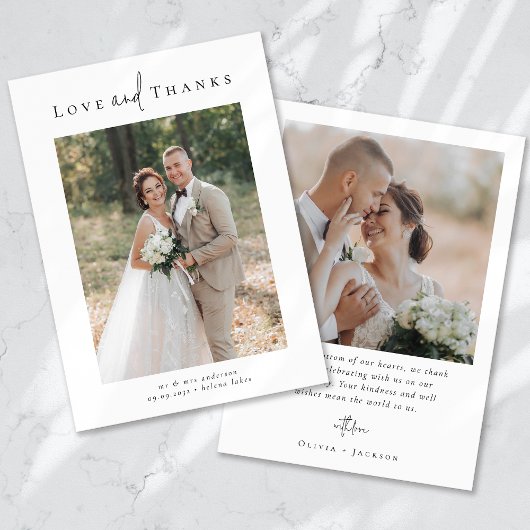 Romantische Kalligrafie-Skript Multiple Foto Hochz Dankeskarte