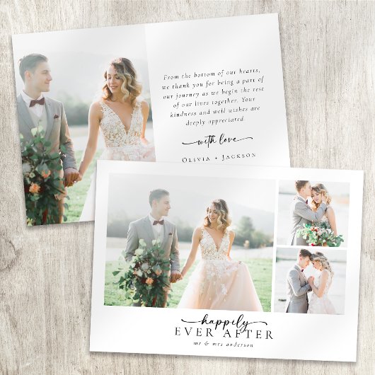 Romantische Kalligrafie-Skript Multiple Foto Hochz Dankeskarte