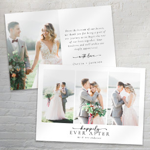 Romantische Kalligrafie-Skript Multiple Foto Hochz Dankeskarte