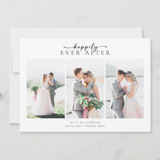 Romantische Kalligrafie-Skript Multiple Foto Hochz Dankeskarte (Vorderseite)