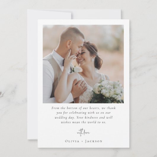 Romantische Kalligrafie-Skript Multiple Foto Hochz Dankeskarte (Rückseite)