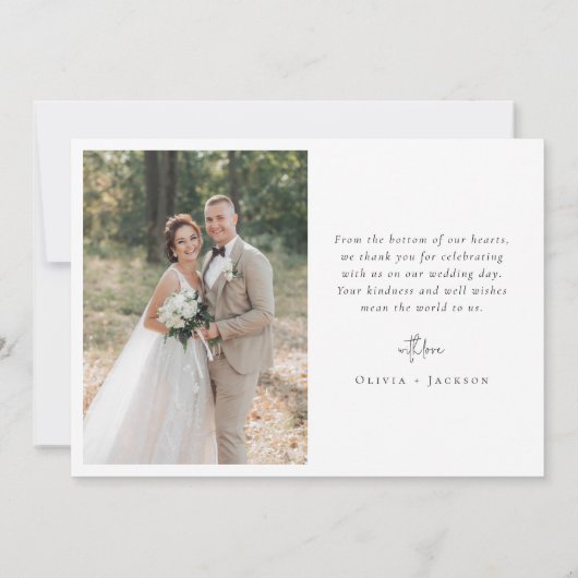 Romantische Kalligrafie-Skript Multiple Foto Hochz Dankeskarte (Rückseite)