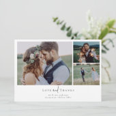 Romantische Kalligrafie-Skript Multiple Foto Hochz Dankeskarte (Stehend Vorderseite)