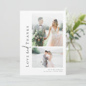 Romantische Kalligrafie-Skript Multiple Foto Hochz Dankeskarte (Stehend Vorderseite)