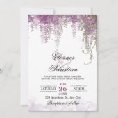 Romantische Kalligrafie Wisteria Lila Wedding Einladung (Vorderseite)