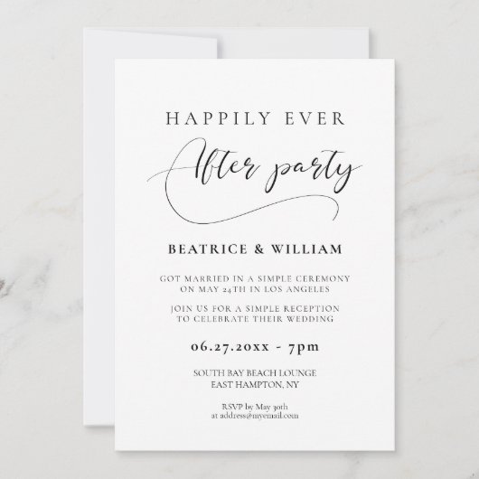 Romantische Kalligraphie glücklich immer nach dem Einladung (Vorderseite)