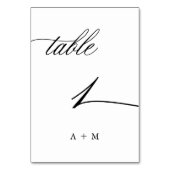 Romantische Kalligraphie Hochzeit Nummer 1, Tischnummer (Vorderseite)