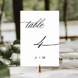 Romantische Kalligraphie Hochzeit Nummer 4, Tischnummer<br><div class="desc">Tabelle 4. Bitte Karo alle verfügbaren Nummern. | Romantische und elegante Wirble Kalligraphie Hochzeitsfeier Tischnummer mit Initialen. Für eine weiter gehende Anpassung dieses Designs klicken Sie bitte auf den BUTTON BLAU DESIGN TOOL oben!</div>