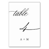 Romantische Kalligraphie Hochzeit Nummer 4, Tischnummer (Vorderseite)