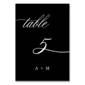 Romantische Kalligraphie Hochzeit Nummer 5, schwar Tischnummer (Vorderseite)