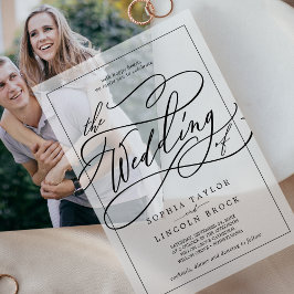 Romantische Kalligraphie Moderne einfache Hochzeit Pergament Einladungen