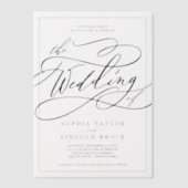 Romantische Kalligraphie Moderne einfache Hochzeit Pergament Einladungen (Vorderseite)