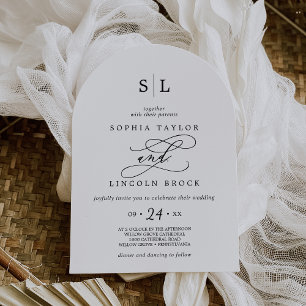 Romantische Kalligraphie Mongram Boho Arch Wedding Einladung