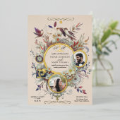 Romantische Kalligraphie Monogram Foto Wedding Folieneinladung (Stehend vorne)