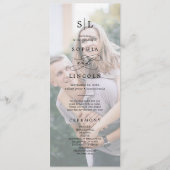 Romantische Kalligraphie Monogram Foto Wedding Programm (Vorderseite)