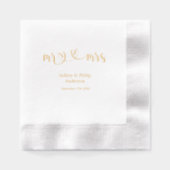 Romantische Kalligraphie Mr. & Mrs. Servietten Mit Folie (Vorderseite)