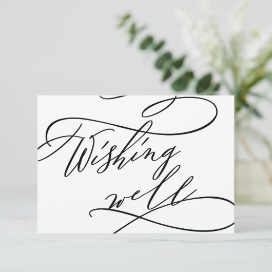 Romantische Kalligraphie QR Codes Hochzeitswünsche Begleitkarte (Stehend Vorderseite)