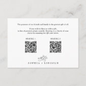 Romantische Kalligraphie QR Codes Hochzeitswünsche Begleitkarte (Rückseite)