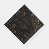 Romantische Kalligraphie, Schwarz und Gold Hochzei Serviette (Ecke)