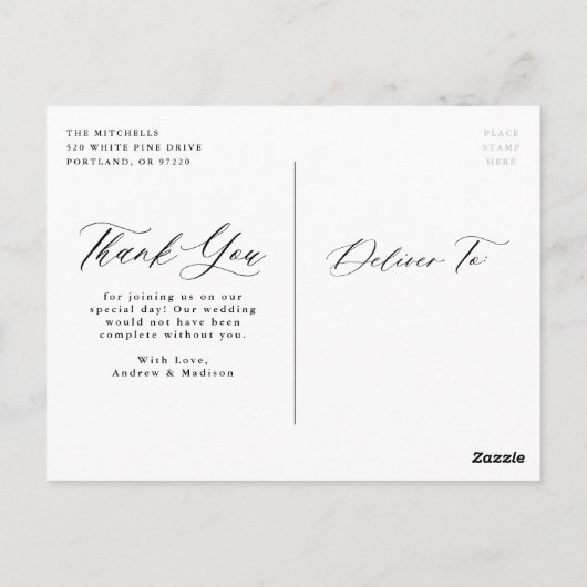 Romantische Kalligraphie Vielen Dank Foto vielen D Postkarte (Rückseite)