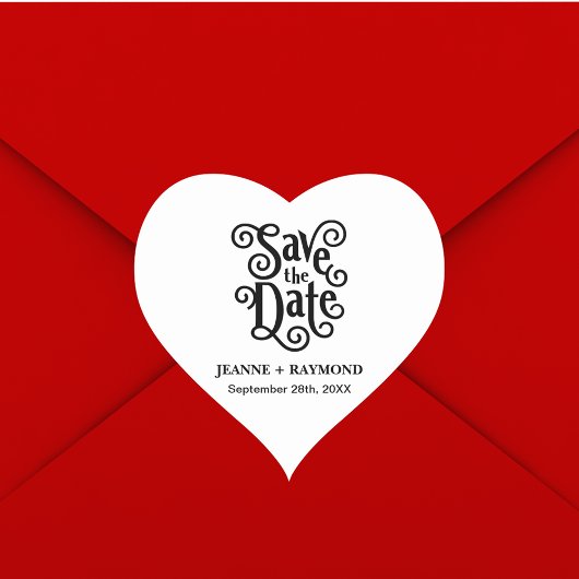 Romantische kalligraphische Hochzeit rettet das Da Herz-Aufkleber