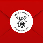 Romantische kalligraphische Hochzeit rettet das Da Runder Aufkleber