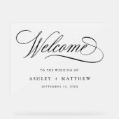 Romantische kalligraphische Hochzeit Willkommen Ma Acrylschild (Vorderseite)