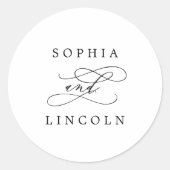 Romantische kalligraphische Hochzeitsszenarien - U Runder Aufkleber (Vorderseite)
