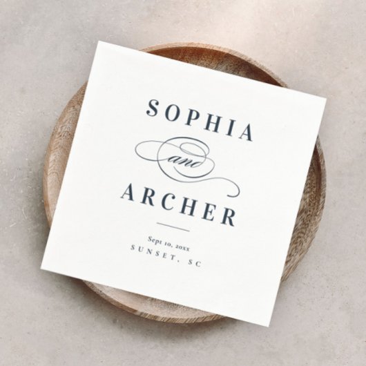 Romantische kalligraphische Navy Blue Elegante Hoc Serviette