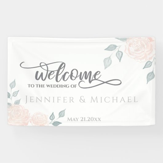 Romantische kalligraphische Rose Banner (Horizontal)