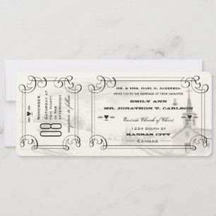 Romantische Kapelle Country Road Ticket Hochzeit Einladung