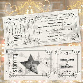 Romantische Kapelle Country Road Ticket Hochzeit Einladung