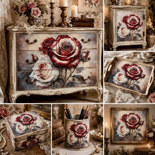 Romantische Karmesinrose Dekupage Seidenpapier