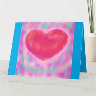 Romantische Karte in Blau mit Pastellfarben und He