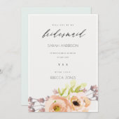 ROMANTISCHE KARTE, LILA, BLUE FLORAL BRIDESMAID CA EINLADUNG (Vorne/Hinten)