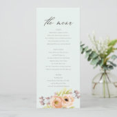 ROMANTISCHE KARTE, LILA, BLUE FLORAL MENU CARU MENÜKARTE (Stehend Vorderseite)