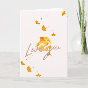 Romantische Karte Love You mit tanzender Frau im R