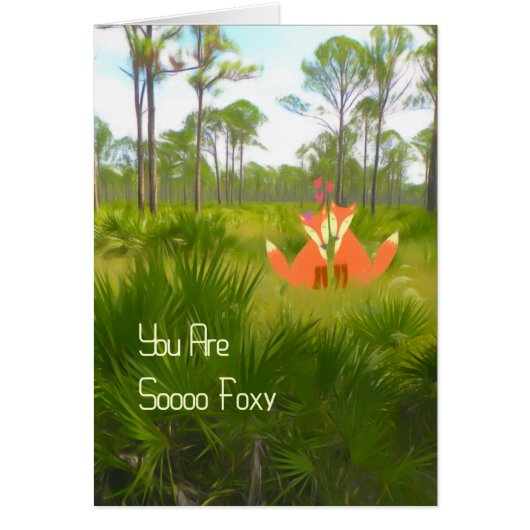 Romantische Karte mit zwei Füchsen (Vorne)