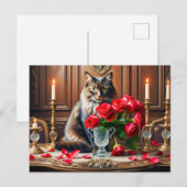 Romantische Katze mit Rose Bouquets Postkarte (Vorne/Hinten)
