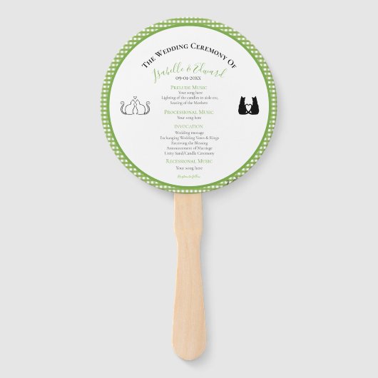 Romantische Katzen in der Liebe Grüne Hochzeitspro Fächer (Vorderseite)