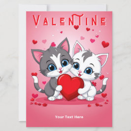 Romantische Katzen Liebe Herz Rosa Valentinstag Feiertagskarte