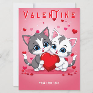 Romantische Katzen Liebe Herz Rosa Valentinstag Feiertagskarte