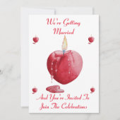 romantische Kerze in rotem Herzen Einladung (Vorderseite)